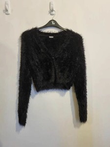girls black fluffy cardigan