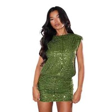 NWT! PrettyLittleThing Green Sequin Bodycon Dress 2