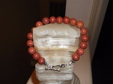 MEN'S HANDMADE 8 1/2 10 MM BROWN TURQUOISE BEADED BRACELET