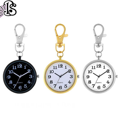 Ultra Thin Open Face Quartz Pocket Watch with Key Buckle Unisex Portable Watch