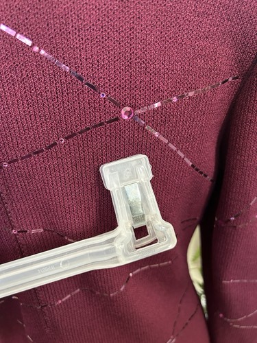 St. John Evening Crystal Burgundy Wine Santana Wool Sheath Dress 4, $1,245 - Picture 7 of 12