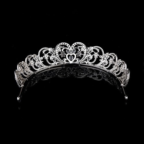 Lusso Tutto Zirconi Cubici Classici Regina Matrimonio Principessa Tiara Corona Adulto - Foto 8 di 8
