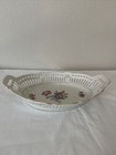 Vintage Bavarian Reticulated Pierced Oval Dish w/ Handles White Gold Trim 12" — photo 2