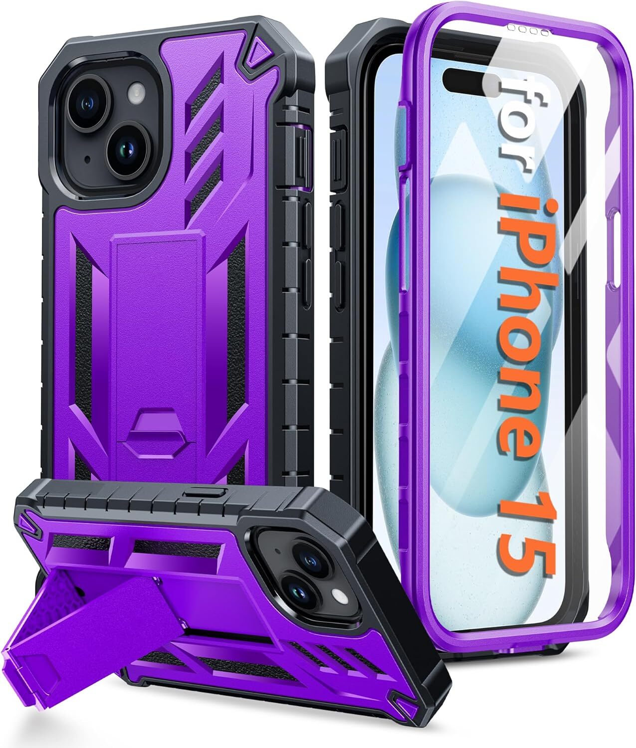 for iPhone 15 Phone Case: Military Grade Shockproof Full Protection Hard Phoneca