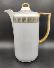 Vintage German Clover Hand Painted Porcelain Coffee Tea Pot Pitcher Gold Trim **