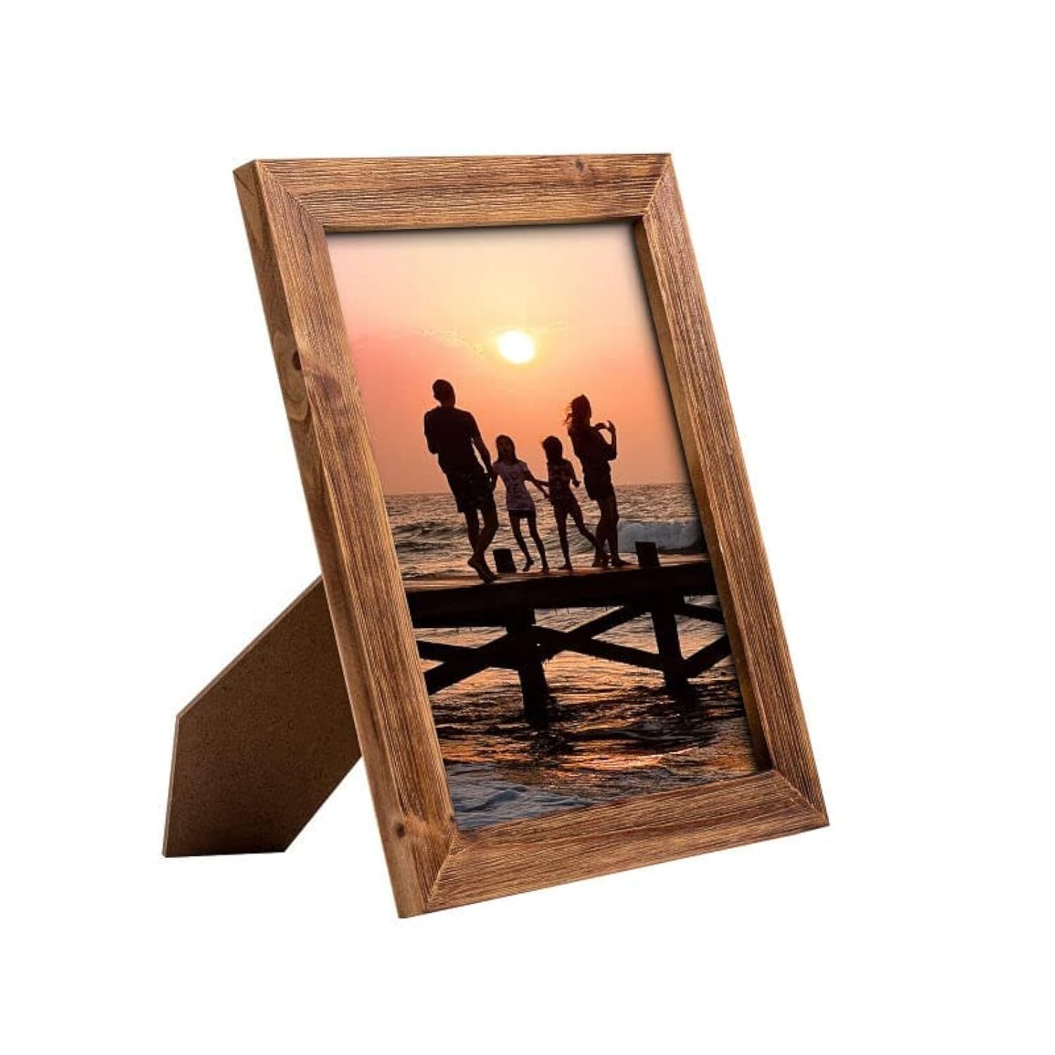 8 x 10 Picture Frame Wood Rustic Handmade Striped Border Brown Photo Frames H...