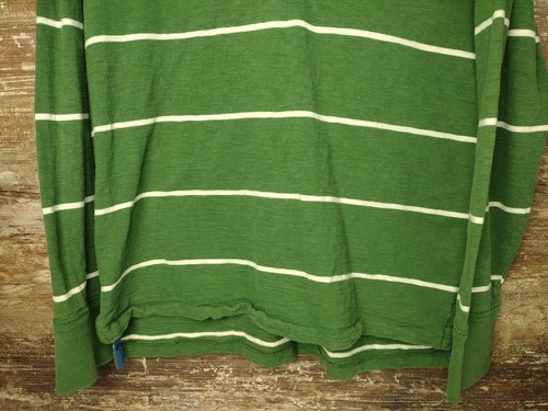VTG 80s American Eagle Long Sleeve Polo Shirt Mens Large Green white Stripe - Picture 3 of 11