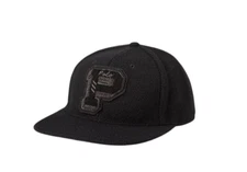 Polo Ralph Lauren Black Wool Blend P Patch Varsity Fitted Baseball Hat Cap New
