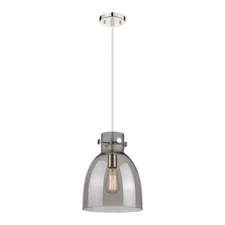 Innovations Newton Bell 1 Lt 10" Cord Pendant, PN/P Smoke - 410-1PM-PN-G412-10SM