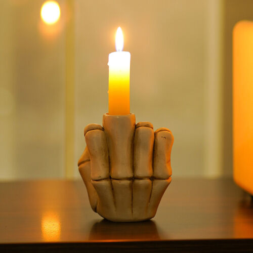 Middle Finger Candle Holder, Halloween Skeleton Hand Candle Holder, Middle Fi GS - Picture 1 of 10