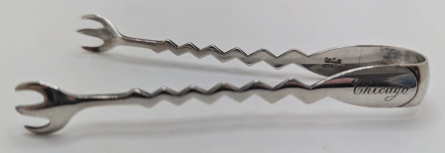 Gorham Sterling Silver No. 6-C Sugar Tongs "Chicago" engraving