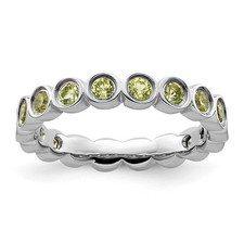 925 Sterling Silver Stackable Expressions Peridot Ring Size 9 for Women