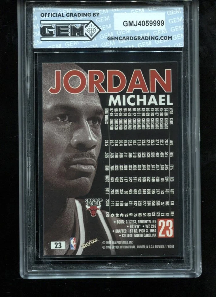 Michael Jordan 1998-99 Skybox Premium #23 NBA Card Chicago Bulls GEM MINT 10 - Image 2 of 2