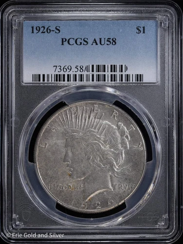 1926-S $1 Peace Silver Dollar PCGS AU 58