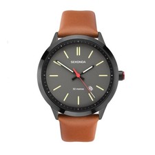 Sekonda Gents 43mm Brown Strap Watch Model 1828 RRP £69.99 Brand New