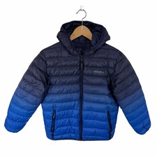 Eddie Bauer Youth Down Puffer Jacket Blue Size Medium 10/12 Hooded