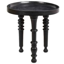 Beliani Side Table LEETON Mango Wood Black