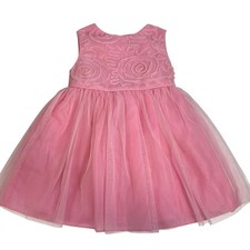 Vintage George 24M Dress Baby Girl's Pink Tulle Sparkly Holiday Party Rosette