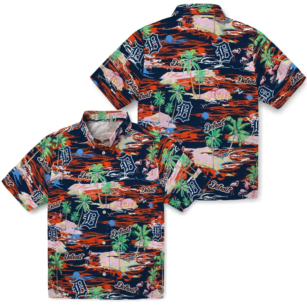 Detroit Tigers Hawaiian Button Down Shirt