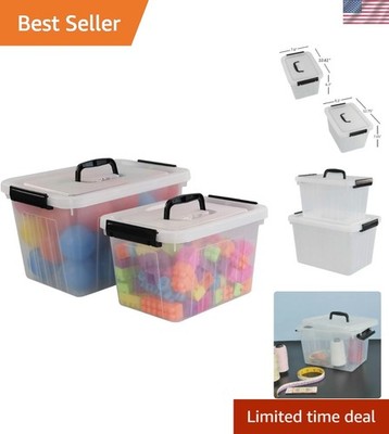 Durable Clear Storage Boxes: 12 Quart & 6 Quart Options with Secure Clip-On Lids