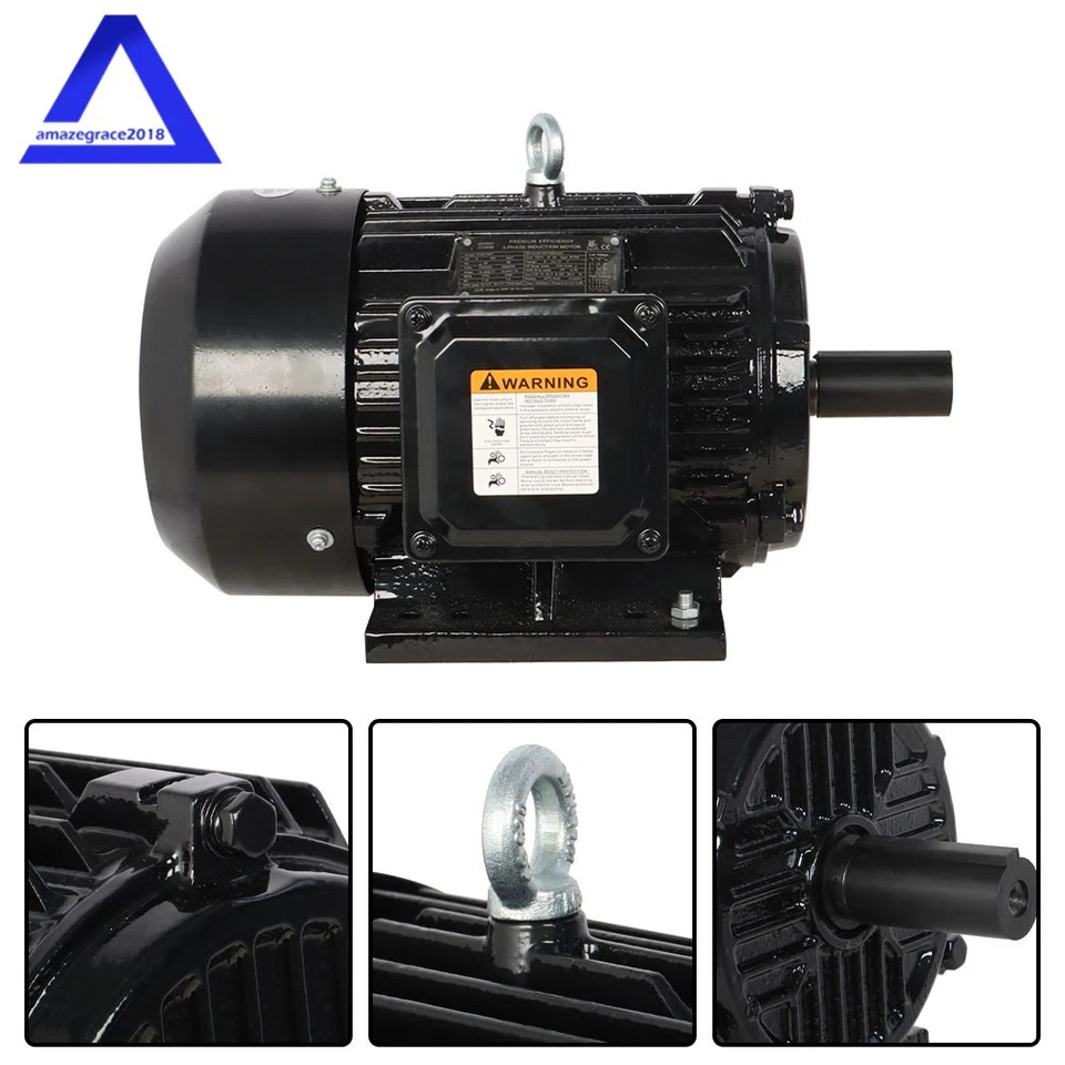 Electric Motor 5 HP 3 Phase 1800 RPM 184T Frame TEFC 230/460 Volt Severe Duty - Image 3 of 4