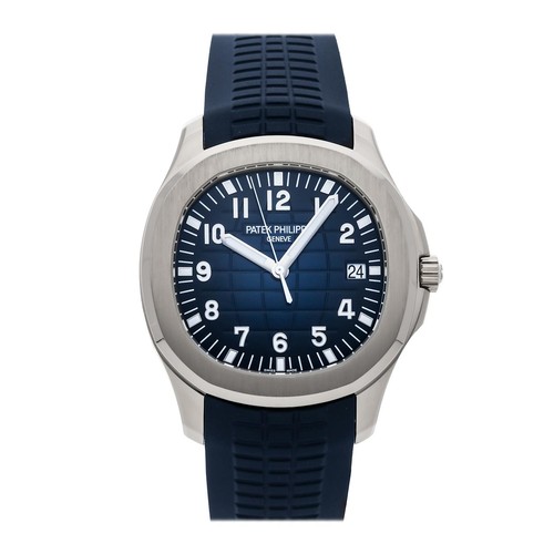 Patek Philippe Aquanaut White Gold Automatic Blue Rubber Strap Watch 5168G-001