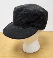 Vintage Reversible Cadet Military Cap Charcoal Gray Olive Green Wool Blend S/M