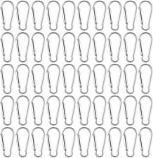 100pcs Mini Aluminum Bulk Carabiner Spring Clip Hook Keychain 2inch, silver
