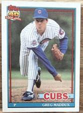 Topps 1991 Greg Maddux #35 Chicago Cubs MLB 40 Years Baseball Card A* Logo