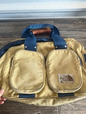 The North Face Travel Bag Tan Blue Multi Pocket Made in USA Outdoor Utility