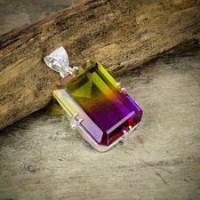 Bi-Color Tourmaline Gemstone 925 Sterling Silver Jewelry Pendant 1.73