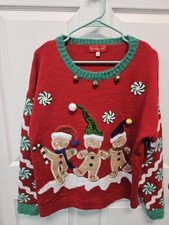 Blizzard Bay Adult Large Ugly Christmas Gingerbread Man Ugly Sweater Unisex