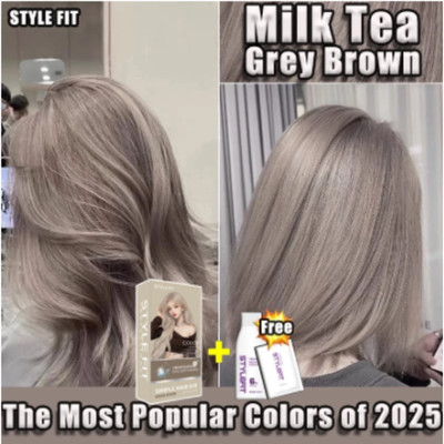 Stylefit Fashion Color Dye Cream HAIR DYE (MILK TEA) Free Full set tool Peroxide