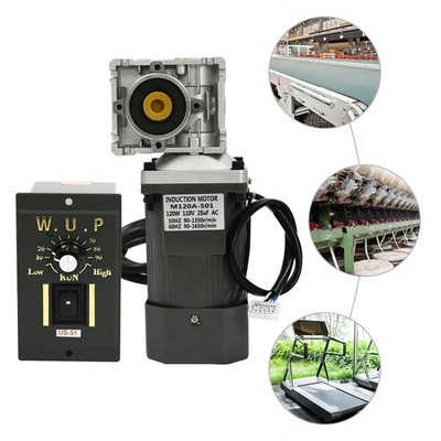 120W 1:80K Worm Gear Reducer Gearbox Motor Electric Gearmotor W/Speed Regulator