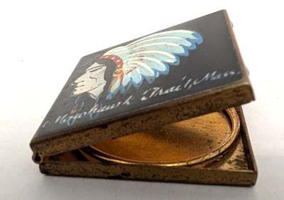 Native American Mohawk Trail Massachusetts pill box compact hand painted