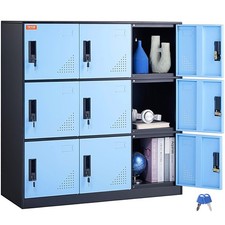 Metal Locker for Employees 9 Doors Storage Cabinet Card Slot Employee Lock