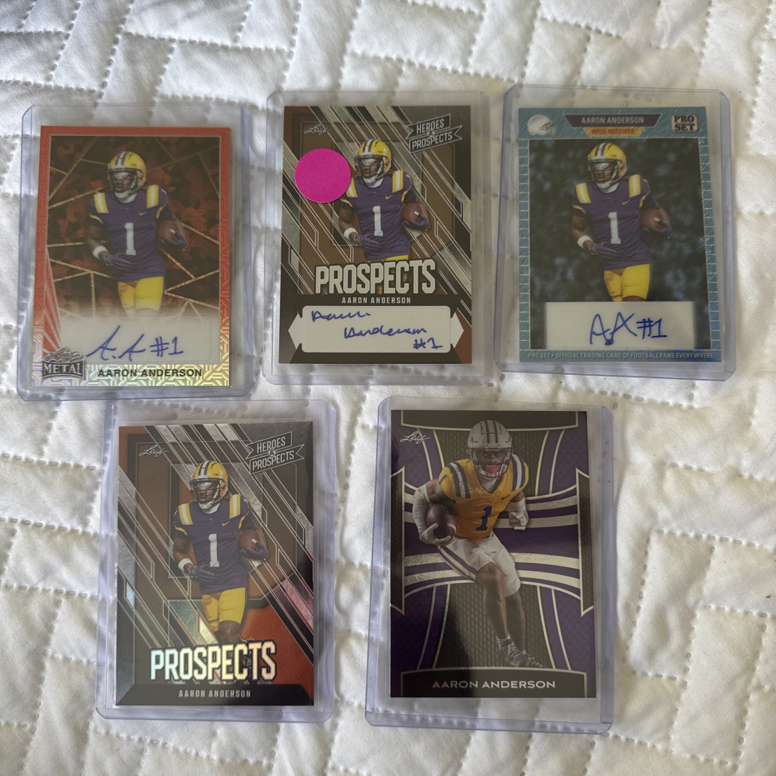 Aaron Anderson Rookie LOT - 3 Autos & 2 Base, Cleveland Browns - Full Signature