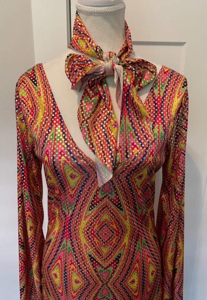 CALIFORNIA COSTUMES Womens 70s DISCO Dolly Dress Orange Yellow Green Size Medium - Image 2 of 4