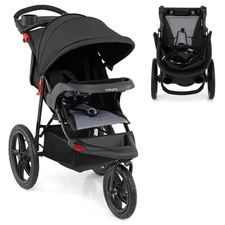 Jogging Stroller Foldable Jogger w/Adjustable Canopy Detachable Tray Cup Holders