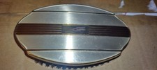 Antique Vintage 5" Brush With Wood Base And Gold Toned Cover