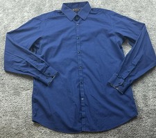 Ben Sherman Shirt Mens 16 34/35 Blue Geometric Long Sleeve Button Front Dress