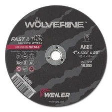 Wolverine Cut-Off Wheel, Type 1, AO, 4 in dia x 3/8 in Arbor x 0.035 in Thick,