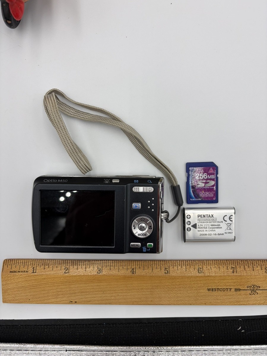 Pentax Optio M50 8.0MP Digital Camera 256 MB SD Card Battery