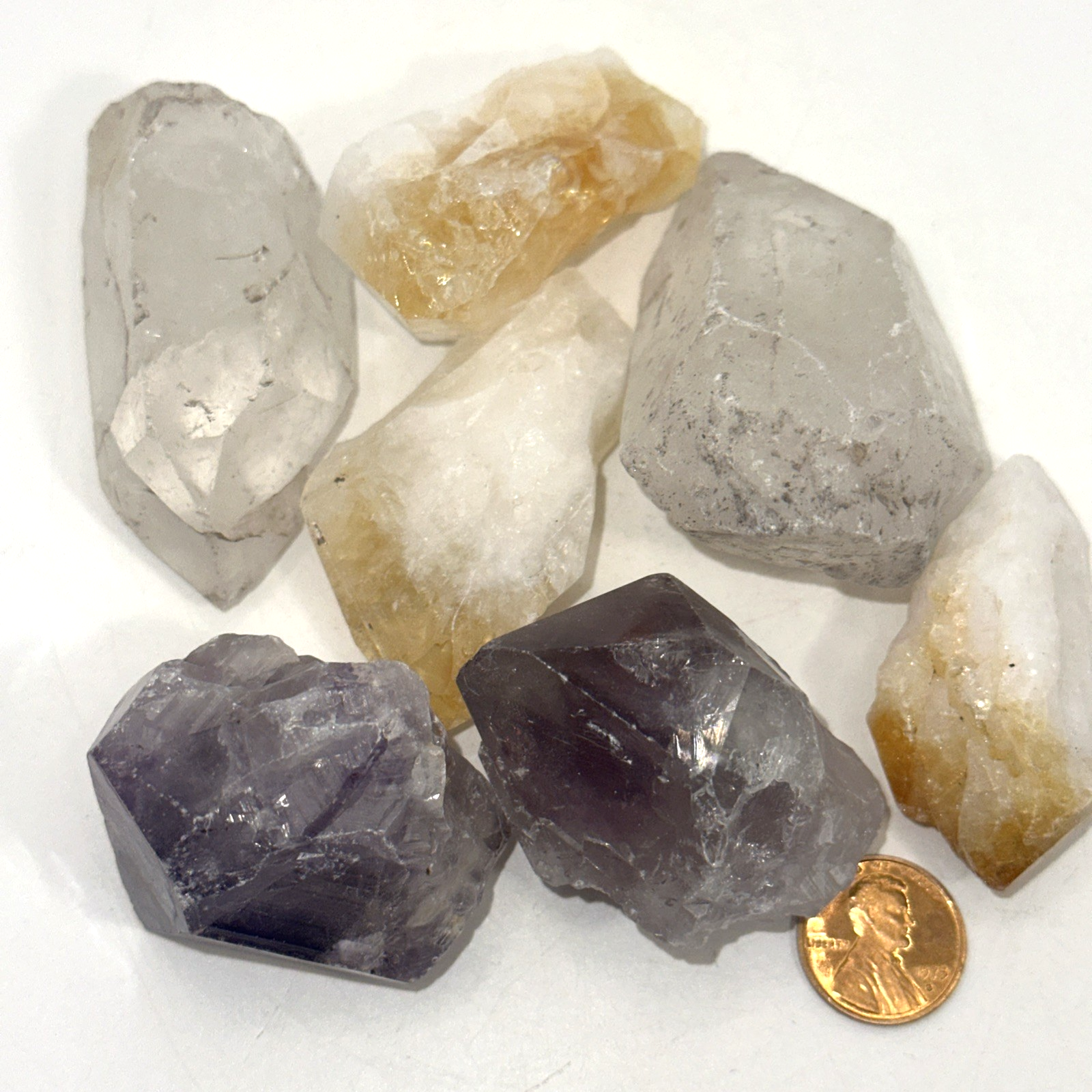1 lb. Assorted Amethyst, Citrine, Quartz Large Crystal Points Lot 2