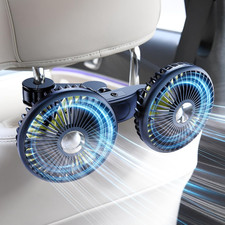 Dual Head Car Cooling Fan for Back Seat, Battery Powered Rechargeable Usb Car Se