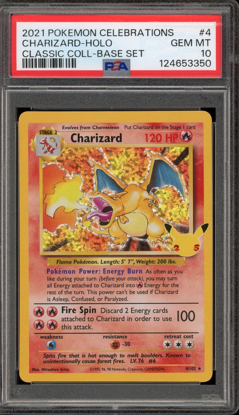 Pokemon Charizard Celebrations Classic Coll. Base Set Holo Rare #4 PSA 10
