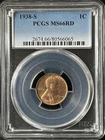 1938-S 1C RD Lincoln Wheat One Cent  PCGS MS66RD   80566065
