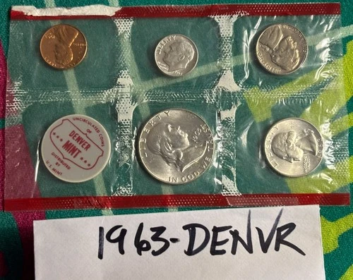 1963 U.S. Mint Uncirculated Silver Proof Set 90% Silver sealed in Cellophane