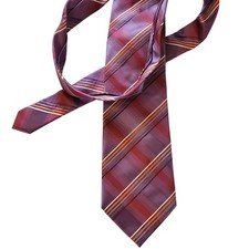 Kenneth Cole New York Mens Silk Tie Purple Burgundy Striped Plaid Hand Made 4in