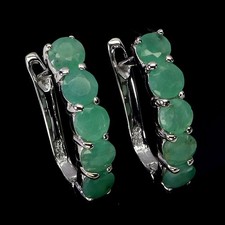 925 Sterling Silver Earrings Round Emerald 4mm Natural Gemstone Jewelry